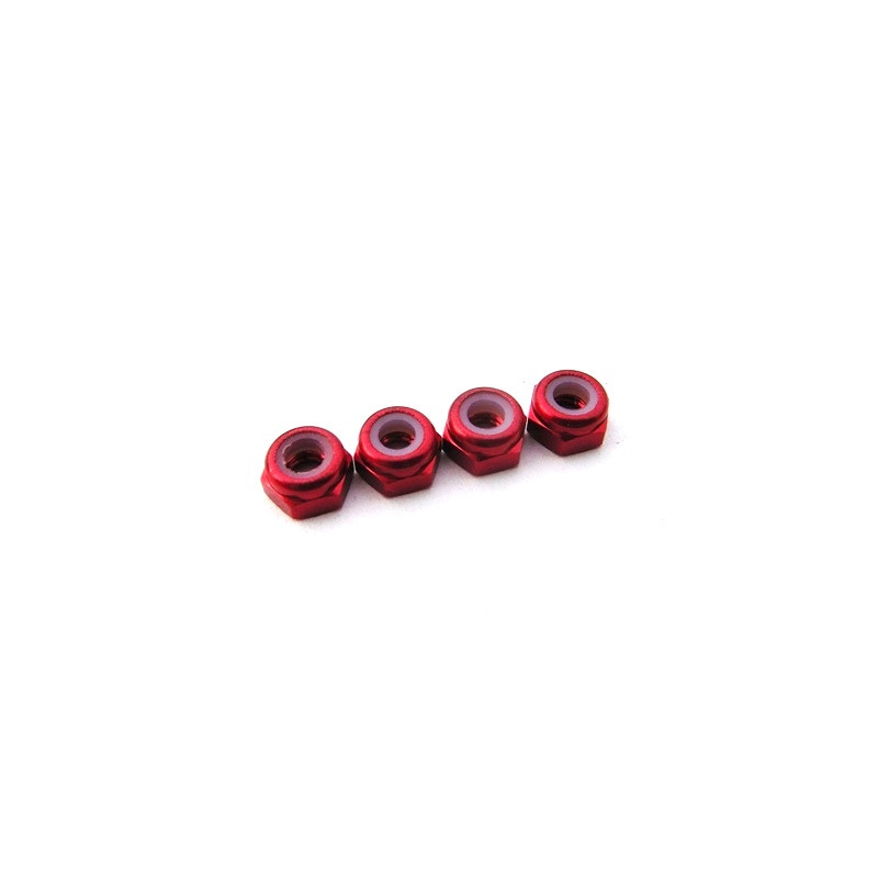 ALLOY NYLON NUT 3MM (S-SIZE) - RED (4)
