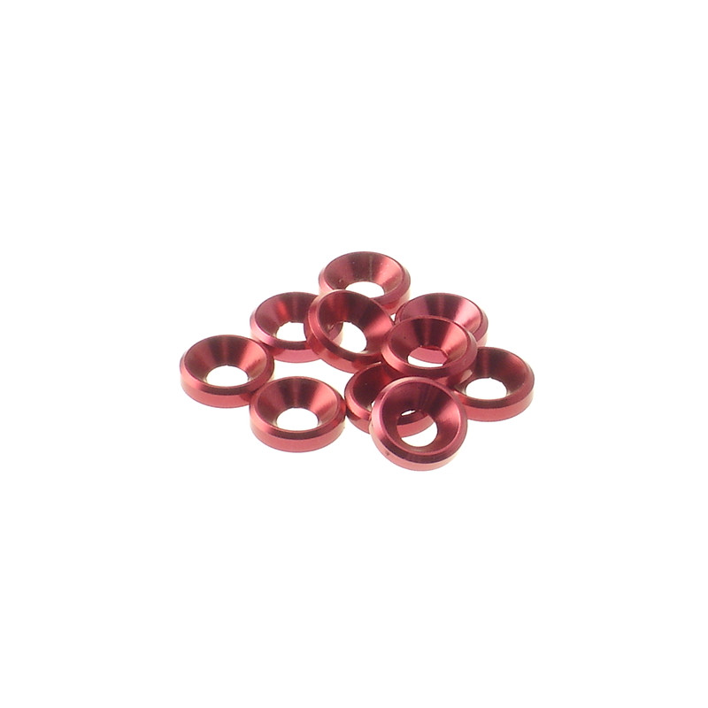 ALLOY COUNTERSUNK WASHER 4MM - (RED) (10)